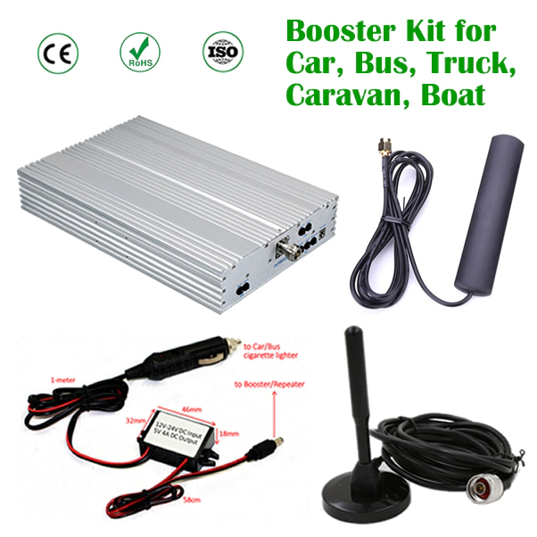 Mobile phone signal booster kit for car, boat to improve Calls and 4G 5G Internet data